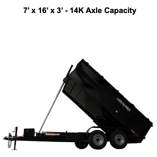 Dump Trailer: 7' x 16' x 3'